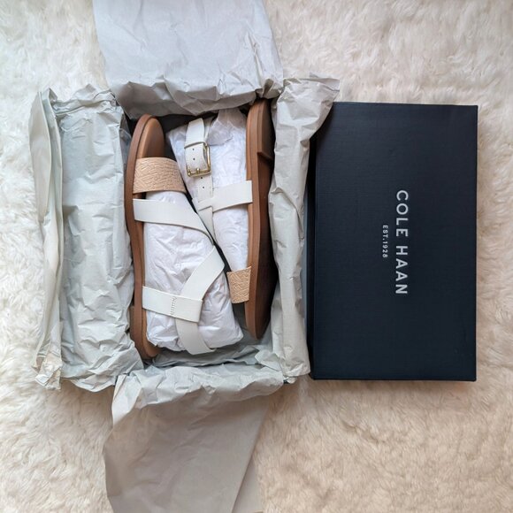 Like New Cole Haan Findra Strappy Sandal (color: white-nude woven, size: 6) - Picture 8 of 10